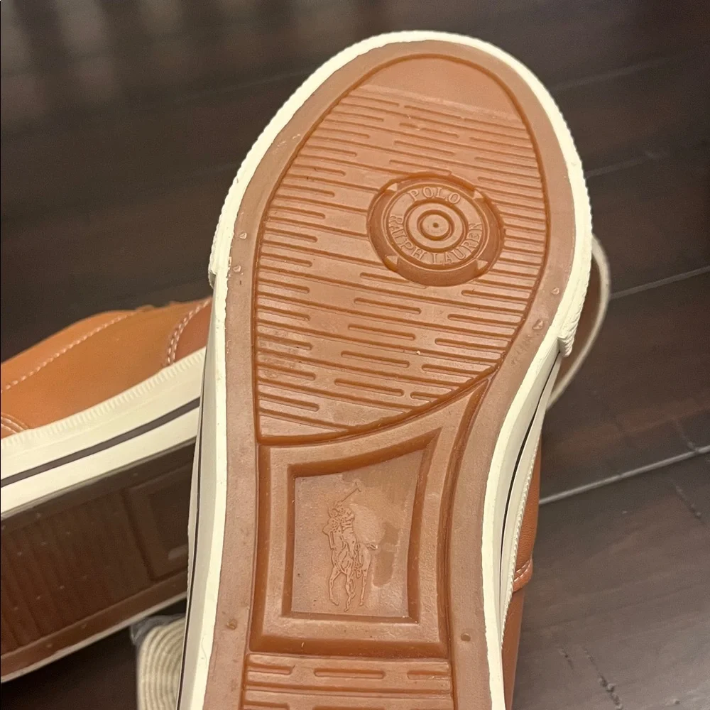 Polo Ralph Lauren Vaughn Soft Leather Boat Shoes Sneakers new tan Men’s Size 8